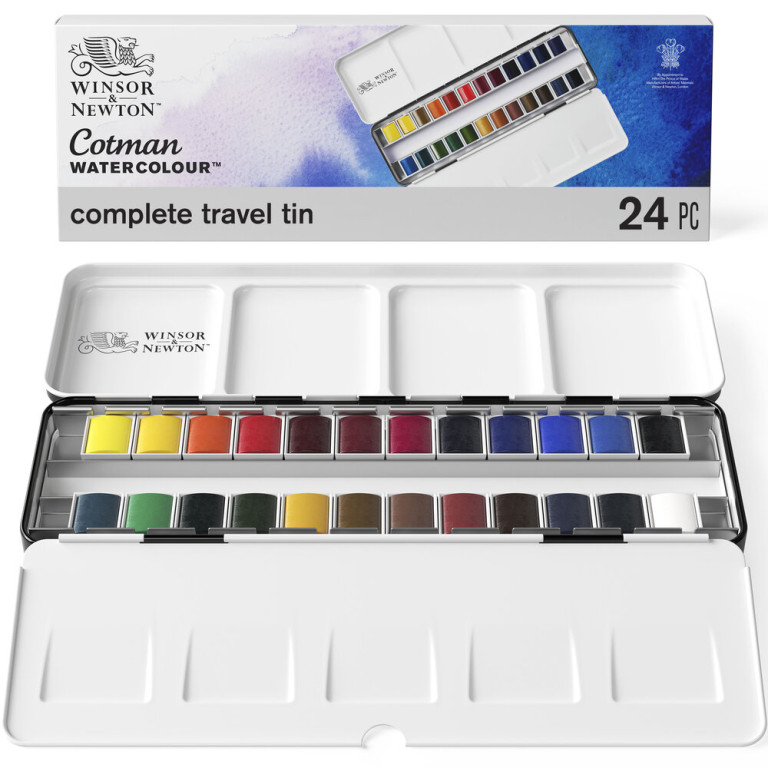 [73.4885] Cotman 24pc Travel Tin Watercolor Paint Set