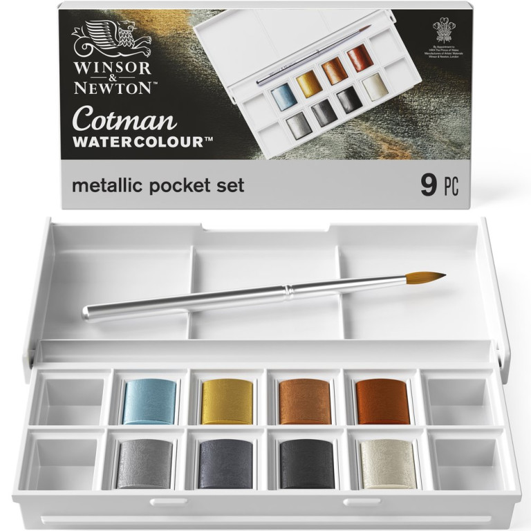 [73.4881] Set of watercolor paints Cotman 8 pcs Pocket Set - metallic