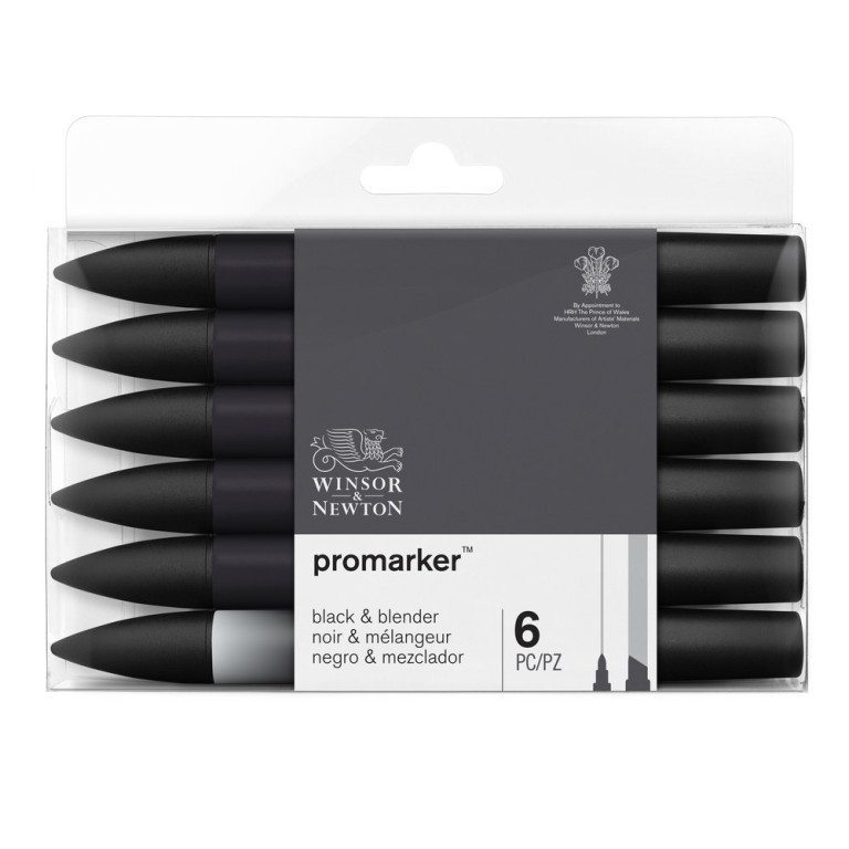[73.5911] Set of markers WN Promarker 6 pcs Blacks + Blender