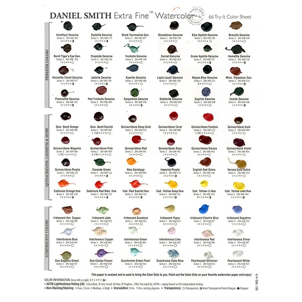 [13.7102] Daniel Smith Watercolor Dot Card 66 shades